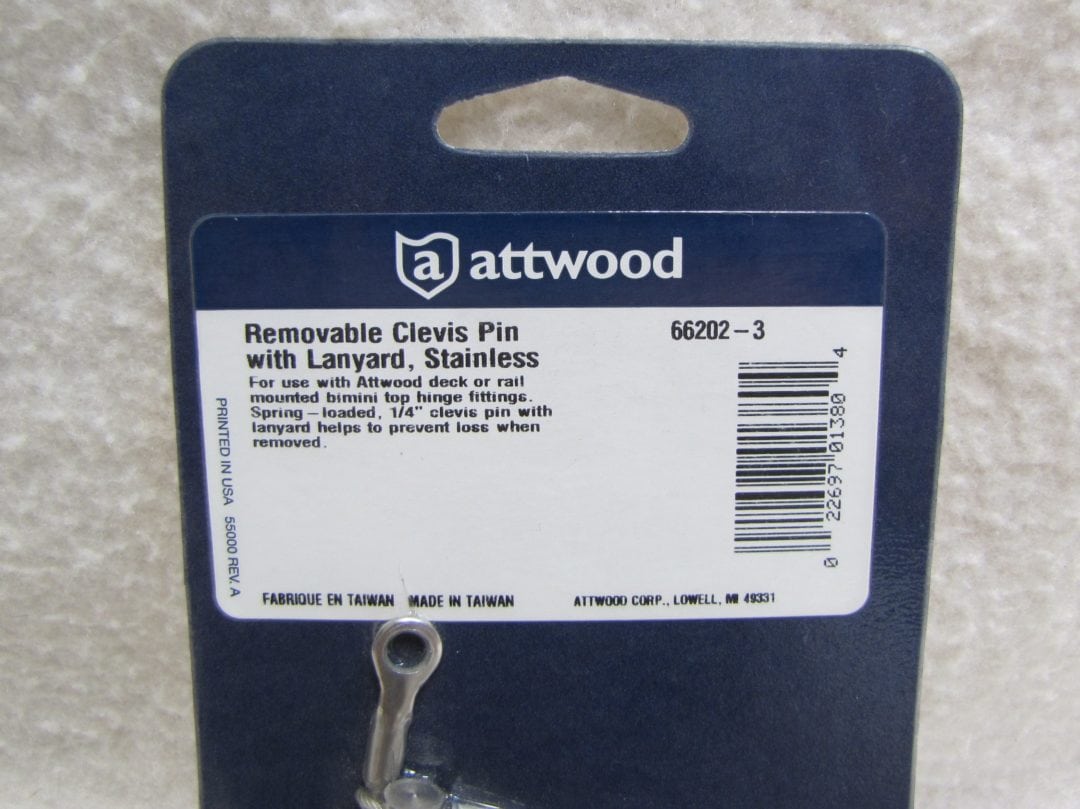 Attwood Spring Loaded Clevis Pin and Lanyard 662023 Express Marine